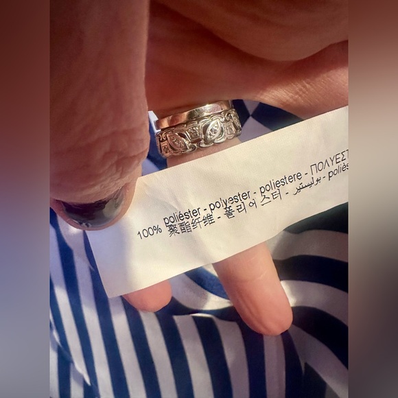 Zara | Blue and White Striped Satin Button Up, Size S - Picture 7 of 7